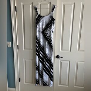White House Black Market Monochrome Striped Maxi Dress